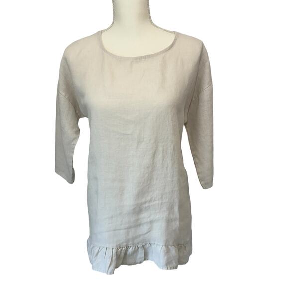 LUNGO L'ARNO 100% Linen Top Size Small Minimalist Summer Vacation Cruise Resort - Picture 2 of 6